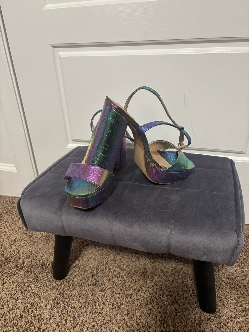 Steve Madden Iridescent Multi-Color Platform Block Heels